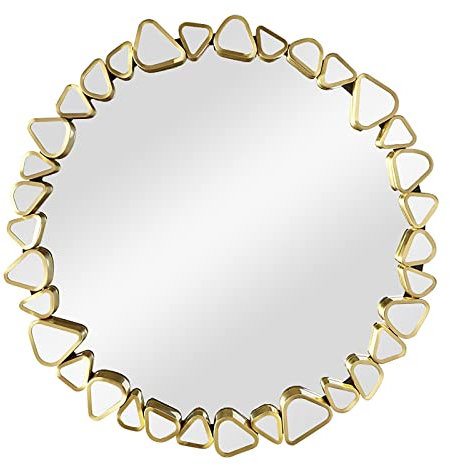 TTRB Runder großer Art-Deco-Spiegel – ideal für Wohnzimmer, Schlafzimmer, Flur – zeitgenössischer großer silberner runder Spiegel mit Holzrahmen (Size : 80cm)