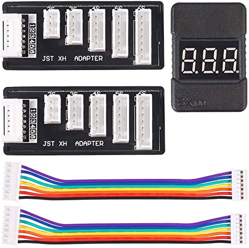 Youmile 2 pcs RC Product JST-XH-2-6S Lipo Battery Charger Balance Board Expansion Board Adapter RC 6S LiPo Battery Charge,with RC 1-8S Battery Tester