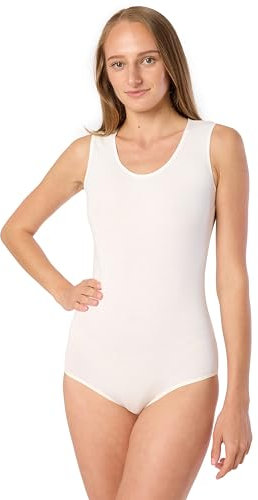 Merry Style Damen Body Ärmellos BD901 (Ecru, S)