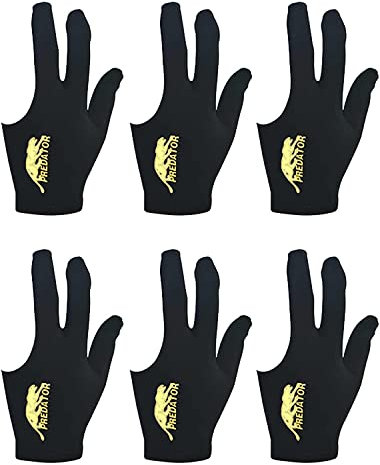 Tokaneit Billard Handschuh,3 Finger Queue Handschuhe,Billardhandschuhe,Billard Snooker Queue Handschuhe, Unisex Dehnbar 6 Stück Schwarze 8x19cm