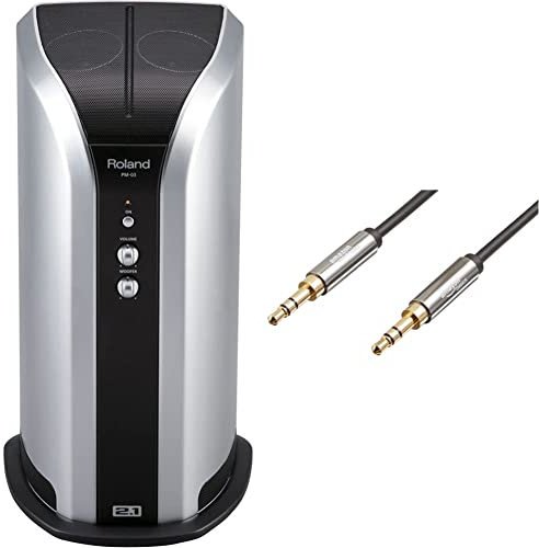 Roland PM-03 2.1 V-Drums Electronic Drum Monitor - Personal Monitor & Amazon Basics 3.5mm Stereo Audio Cable (1.2 m / 4 Feet)
