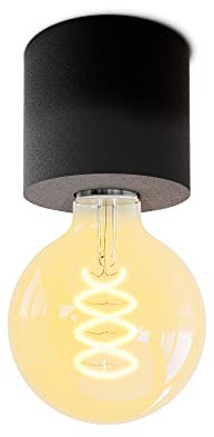 SSC-LUXon Design Decken Leuchte NAMBI inkl. Leuchtmittel LED Retro E27 Filament - Aufputzlampe schwarz dimmbar extra warmes Licht