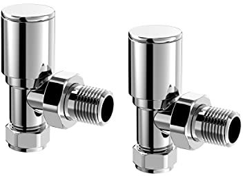 Heilmetz Angled Radiator Valves, 1/2 /15mm Chrome Radiator Valves for Towel Radiator