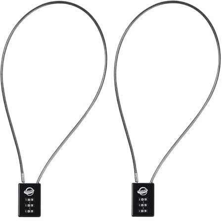 SISAV 3 Digit Cable Combination Lock 20 inches Cable for School Gym Locker,Filing Cabinets,Helmet,Toolbox,Luggage Suitcase,knapsack,Black 2Pack