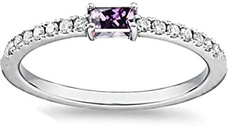 Erstellter Stein Octagon facettierter Amethyst Cz Ring – 92,5 Sterling Silber Ring Lila Amethyst Cz Edelsteine Ring – höchstes Schmuckgeschenk für Großmutter