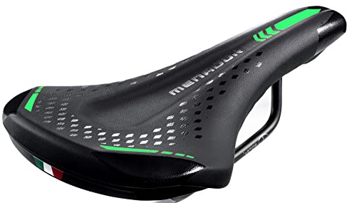 Montegrappa Fahrradsattel für den Einsatz E-MTB-GRAVEL Menador 3400, aus Memory-Schaum, schwarz/grün