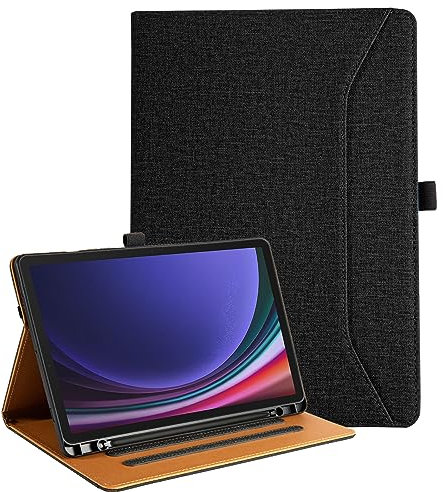 Vakarey Cover per Samsung Galaxy Tab S10 Fe/Tab S9 Fe/Tab S9 11 Pollici 5G con Portapenne Custodia Tablet per Samsung Tab S10 Fe,Nero
