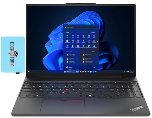 Lenovo ThinkPad E16 Gen 1 Business Laptop 16.0 WUXGA IPS Display 300 nits (AMD Ryzen 5 7530U 6-Core 2.00GHz, 16GB RAM, 256GB PCIe SSD, AMD Radeon, Backlit KYB, FP, WiFi 6, Win10Pro) w/Dockztorm Hub