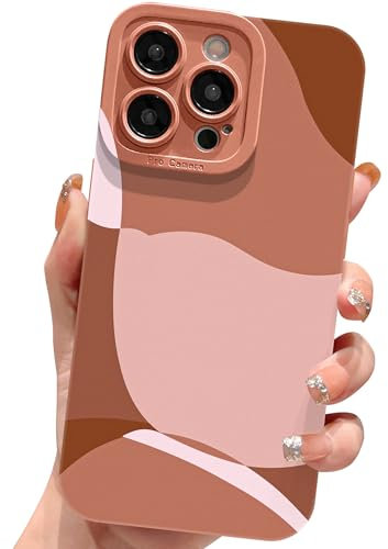 ECZOIL Compatible with iPhone 15 Pro Max Case 6.7 Inch,cute painted art lens protective slim soft TPU Shockproof phone case for iPhone 15 Pro Max for women girl-Brown
