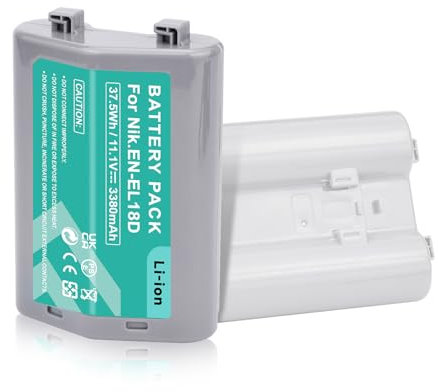 Mspalocell EN-EL18 Batterie 3380mAh Batterie Compatible avec Nikon EN-EL18 EN-EL18a EN-EL18b EN-EL18c MH-26 BL-5 D4 D4S D5 S52 D500 D6 D800m D800E D810 D850 Appareil Photo