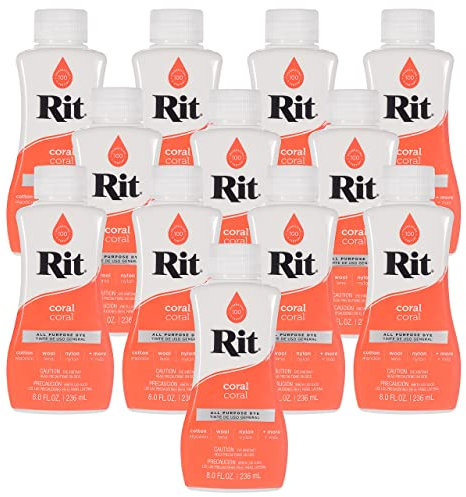 Rit Dye – 237 ml, flüssige Stofffarbe für Kleidung, Dekoration und Handwerk – Koralle (12 Stück)