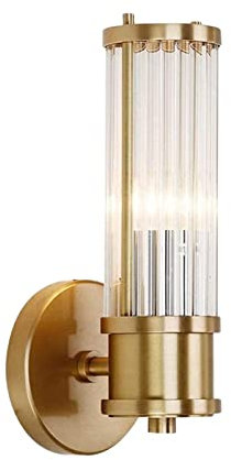 NICRX Messing Gold Kristall Wandleuchte,Kristallglas Licht & Gold Sockel Wandlampe,Wandleuchten für innen (1-flammig)