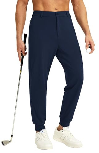 POLIVA Herren-Golf-Jogginghose mit Reißverschlusstaschen, Stretch, Freizeitkleid, Arbeitshose, Sweathose, athletisch, Reisen, Büro, Lounge, Marineblau, XXL