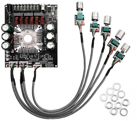 DollaTek TDA7498E Blue Tooth Power Amplifier Board with Subwoofer 2.1 Channel 160W×2+220W 15V-36V Power Amplifier Module Amplifier Board