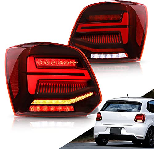 VLAND Rückleuchten Kompatibel für Polo 5 Polo MK5 6R 6C 2009-2017, Mit E-Prüfzeichen,1 Satz (Rot)