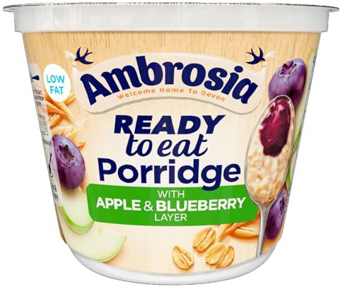 Ambrosia Apple & Blueberry Layered Porridge Pots With British Wholegrain Oats, Ready-to-Eat, 210 g (Pack of 6)