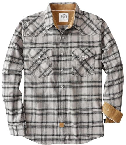 Dubinik® Camicia Uomo Flanella Camicia Pile Cotone Western Cowboy Bottone di Perla Manica Lunga Pesante Quadri Vintage