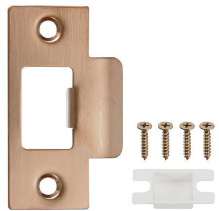 PATIKIL 2-3/4 Door Lock Strike Plate,1 Pcs Stainless T Strike Deadbolt Strike Plate,Door Backplate with Screw for Interior Exterior Door Use(Large Hole), Rose Gold