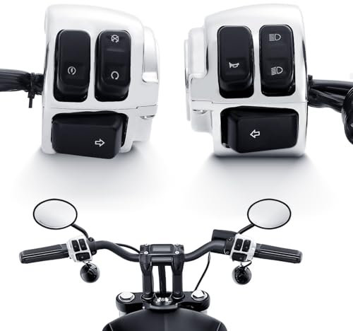 1 Chrom Motorrad Schalter Startschaltereinheit Set Hupe Licht links und rechts Motorrad-Steuerschalter, 1 Paar
