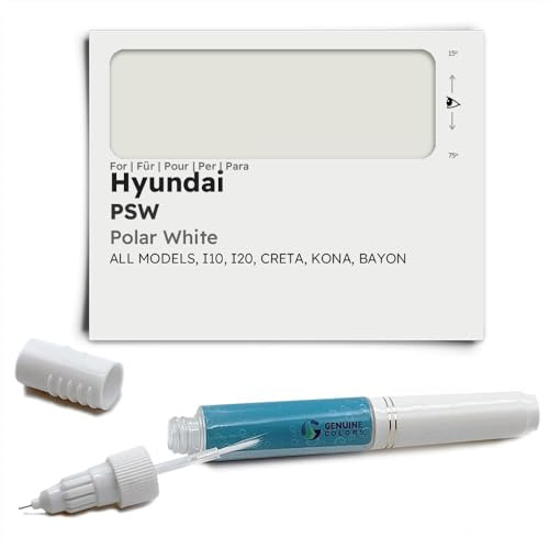 Genuine Colors Stylo de Retouche POLAR WHITE PSW pour Hyundai Blanc I10 I20 CRETA KONA BAYON