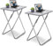 Small Folding Table 2 Set, Folding Snack Table, TV Tray Table, Balcony Foldable Table, Outdoor Camping Table, Sofa Table, Side Table, End Table for Small Space Living Room (White Marble, 2 PCS)