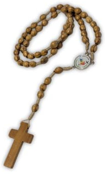 OVUNQUE PROTEGGIMI Rosario del Giubileo 2025 in Legno simil ulivo e scatola portarosario