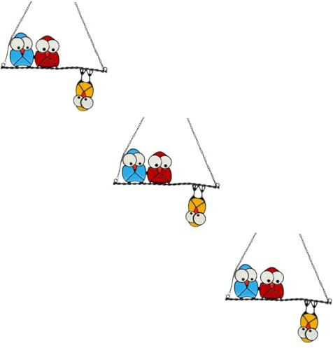 Amosfun 3st Vogelkäfig Dekoration Wandbehänge Pflanzen Solar- Künstlich Makramee Baum Irisierend Eule Käfige Hängendes Ornament Draht Lichter Dekorationen Bastelsachen Eisen
