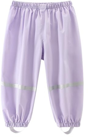 Dioshark Pantalon de Pluie Imperméable Enfant Pantalon de Boue Violet Léger Respirant Séchage Rapide Coupe-Vent Réfléchissant Non Doublé Surpantalon Cyclisme Extérieure pour Fille Âge 6-7 Ans