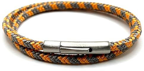 KAROO EARTH JEWELLERY Men's Paracord Bracelet, Double Wrap Marine Rope, Stainless Steel Trigger Clasp, Waterproof, Navy Style (Sandstone)