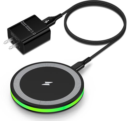 Wireless Fast Charger Samsung Android Phone Charging Pad Wireless Charging Station for Samsung Galaxy S25 Ultra S25 Plus S24 S23 S22 S21 S20 S10,iPhone 16 Pro Max Plus 15 14 with QC 3.0 Power Adapter