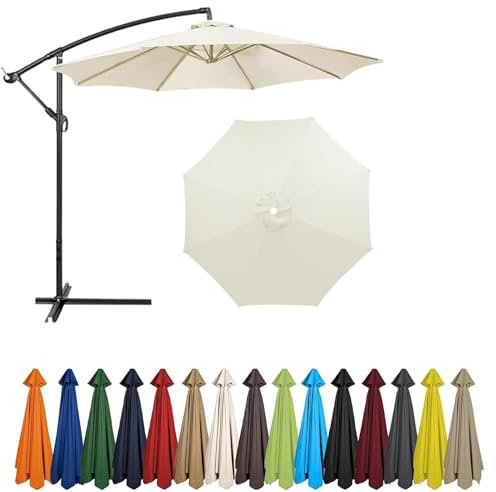 BLGVGKLPNT Toile de Rechange pour Parasol 4,0-2,0 Mètres 6/8 Baleines, Extérieur Auvent de Remplacement,Toile Parasol, Auvent de Remplacement Parasol déporté (8ribs:4m/13.1ft,Beige A)