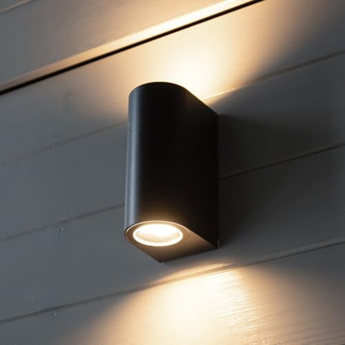 HSL – LED Außenwandleuchte Schwarz – IP44 Außenlampe – Kein Leuchtmittel enthalten – Wandleuchte anthrazit – Witterungsbeständig & energiesparend – Für Hauswand, Terrasse, Garten & Eingang
