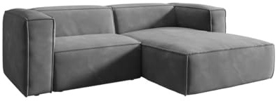 Luxusbetten24 Designer Sofa Comfy L Mini in Samt Hellgrau Rechts