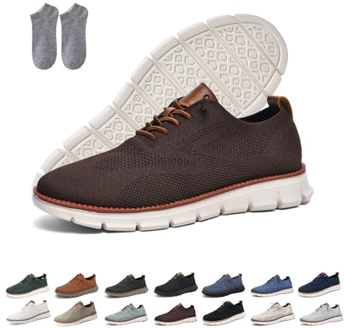 Breeze Zapatos Hombre, 2025 New Urban-Ultracómodo Ortopédicas zapatillas, Informales Vestir Ligeras Transpirables Malla Sin Cordones Punto Caminar Wearbreeze Zapatos con Soporte Arco(Coffee,43 EU)