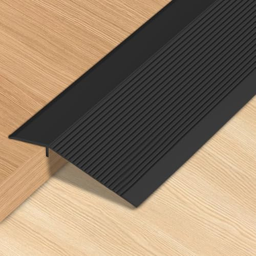 Übergangsprofil Höhenausgleich, Aluminium-Boden übergangsprofil Selbstklebend, Überbrücken von 8-40mm Übergangsprofil für Türschwelle, Rampen (Mattschwarz, 0,9 m x 100 mm)
