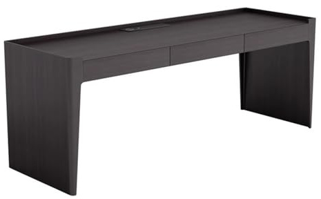 ZENGXJYCQINGJIANG Gaming Desk Home Office Desk Writing Table, Modern Smoky Color Executive with Drawers and Charging Station(S)