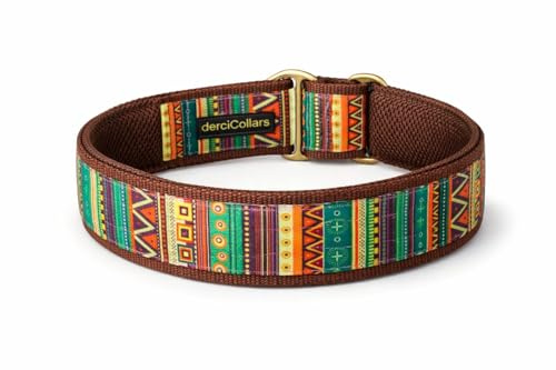 Breites Zugstopp oder Klickverschluss Halsband | Boho Ethno Style | Extra breit 4 cm, weich AirMesh gepolstert, stufenlos verstellbar (als Zugstopp-Halsband, Messing, max. 44cm Hals- 50cm Kopfumfang)