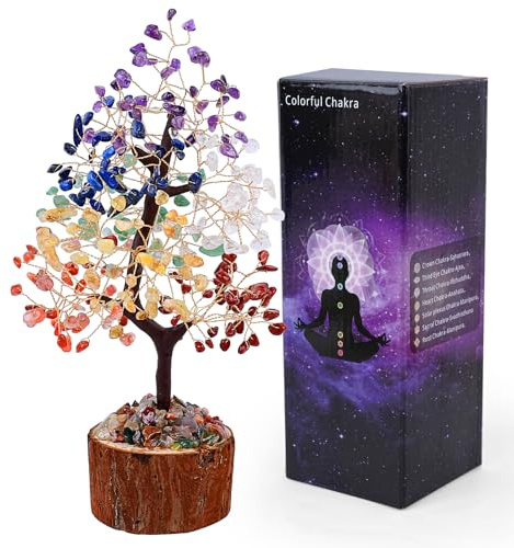 Emivery Chakra Crystal Tree of Life - Healing Gemstone Money Tree for Positive Energy Birthday Gifts For Women Home Office Desk Decor Crystal Gifts For Women (colorful)