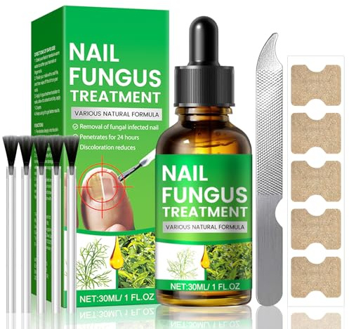 Extra Strong Fungal Nail Treatment, Nail Fungus Treatment for Toenail with Tea Tree Oil, Toe Nail & Ingrown Toenail Treatment, Nail Growth Treatment, + 5 Patches (30 ml (Pack of 1))