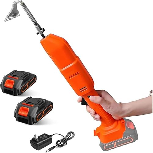 Akku-Kultivatorhacke, Handjäter mit 2 wiederaufladbaren Batterien, Teleskopstange, elektrisches Gartenwerkzeug zum Lockern von Erde und Jäten