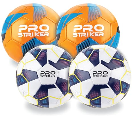 Toyrific 4 Pack Size 2 Pro Striker Footballs For Kids Aged 3-6, Classic Soccer Balls - Assorted Colours