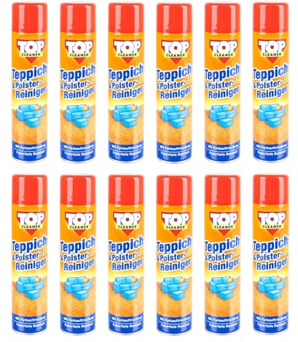 Teppichreiniger Aktivschaum 600ml 12er Set Polsterreiniger Fleckenlöser | BURI Carpet Cleaner zur tiefenwirksamen Textilpflege, Farbauffrischung und zuverlässigen Schmutzentfernung im Haushalt