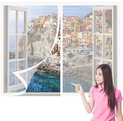 Zanzariera Magnetica 65 x 65 cm Anti Zanzare Insetti Tenda Zanzariera Porta Dimensione Fissa, Non Può Essere Tagliato per Finestra Esterne Finestra Del Balcone, Bianco