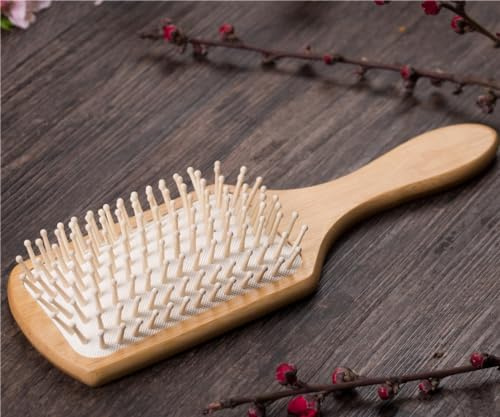 JYHY Cheveux Vent Brosse de massage en bois naturel, Beauté Spa Massager Massage Peigne, Big Taille Cheveux Démêlant Peigne Brosse, pour tous les types de cheveux améliorer la pousse des cheveux