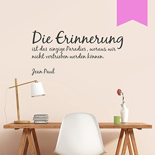 WANDKINGS Wandtattoo - Die Erinnerung ist das einzige Paradies, woraus wir nicht vertrieben werden können. (Jean Paul) - 50 x 25 cm - Flieder - Wähle aus 5 Größen & 35 Farben
