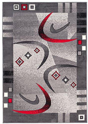 Carpeto Modern Teppich Grau 220 x 300 cm Geometrische Muster Kurzflor Monaco Kollektion