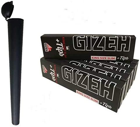 5 x Gizeh Black King Size Slim + Tips je 34 Blatt Papers/Filter + 1 x Transporthülle (Farbe nicht wählbar)