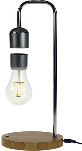 United Entertainment - Magnetische schwebende Glühbirne mit Sockel aus Eiche - Mit LED-Leuchte für stimmungsvolles Licht