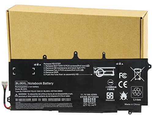 K KYUER 42Wh BL06XL BLO6XL Laptop Batterie pour HP EliteBook Folio 1040 G1 G2 Notebook PC 722236-171 722236-1C1 722236-271 722236-2C1 722297-001 722297-005 HSTNN-DB5D HSTNN-IB5D HSTNN-W02C BL06042XL