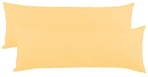 CelinaTex BeBasic Kissenbezug Doppelpack XXL 40 x 200 cm Creme gelb Mikrofaser Seitenschläferkissen Bezug Jersey
